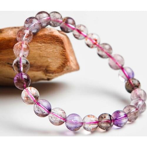 Genuine Natural Super Seven 7 Colorful Bracelet Rutilated Quartz Crystal Round Beads 7mm 8mm 9mm Women Men Jewelry Fashion AAAAA