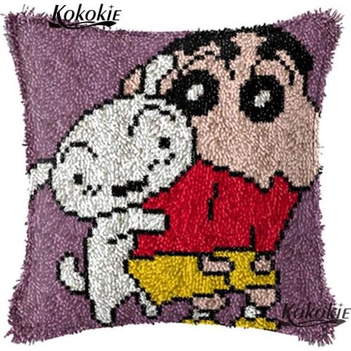 Threads embroidery latch hook rug kits cross stitch kits cartoon cushion mat gift Crocheting Rug Yarn Needlework carpet