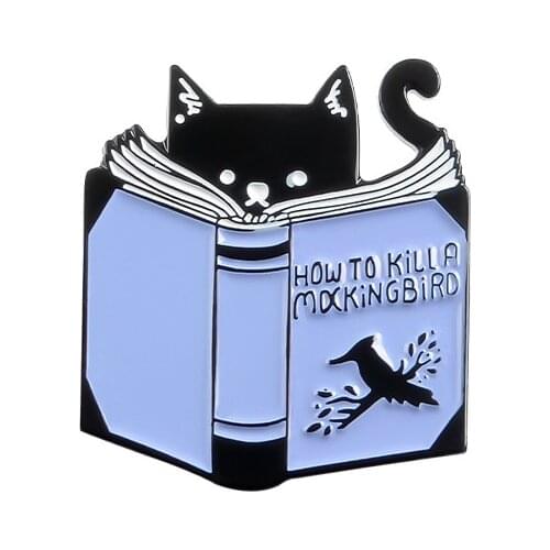 New Fashion Black Cat Pins HOW TO KILL A MOCKING BIRD Brooch значки Shirt Bag Lapel Badge Enamel Pin for Gift