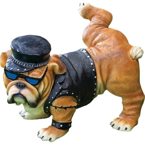 Resin Dog Decoration Funny Peeing Statue Tough Guy Biker Unique Creative Outdoor Ornament Beautiful Interesting