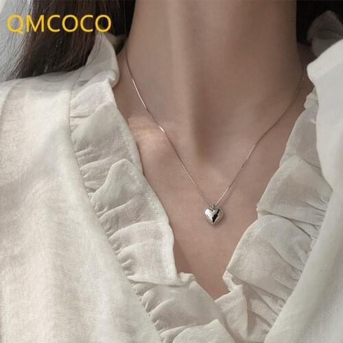 925 Silver Heart-Shape Pendant Necklace For Women Personality Smiple Design Birthday Party Gift Fashion Clavicle Necklace