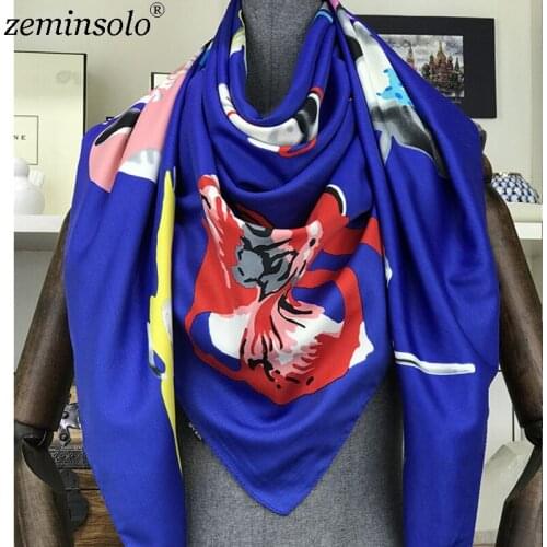 Luxury Brand Silk Scarf Women Bandana Printed Square Scarves For Women Life Shawl Large Foulard Femme Twill Silk Scarf 130*130cm