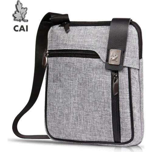 CAI Men Tablet Messenger Crossbody Bag Briefcase Handbags for iPad Mobile Phone Office Sling Shoulder Bags Casual Style Purses