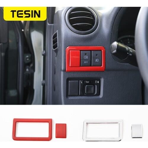 TESIN Front Rear Fog Light Switch Decoration Parking Lamp Button Ring Frame Cover Sticker Trim Decoration For Suzuki Jimny 2007