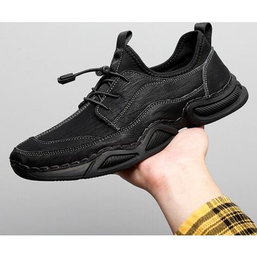 All-Match Mens Shoes Fashion Outdoor Retro Leather Spring Autumn Men Casual Shoes Comfortable Lace-up Leisure Walking Sneakers