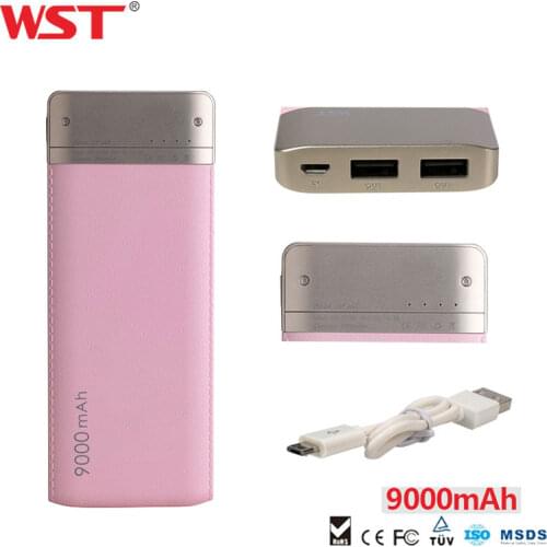WST Brand Original Design External Battery Pack 9000mAh Dual USB Port Power Bank Universal Portable Charging Batteries DP663