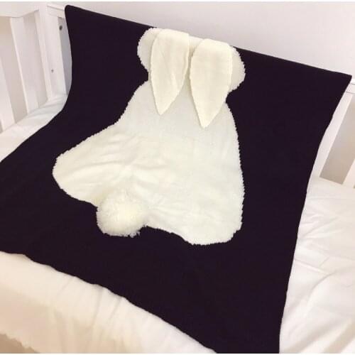 76X100cm cartoon rabbit lovely knitted Baby Blanket manta bebe knitting couverture stroller kids back seat cover baby deken