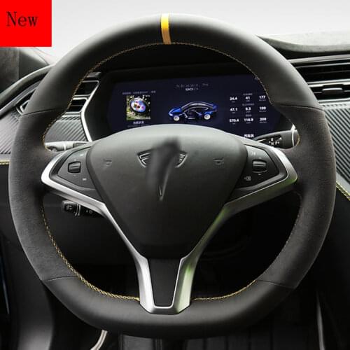 High-quality Custom Leather Suede Car Steering Wheel Cover for Tesla ModelS Model X Model 3 Interior Decoration Accessories