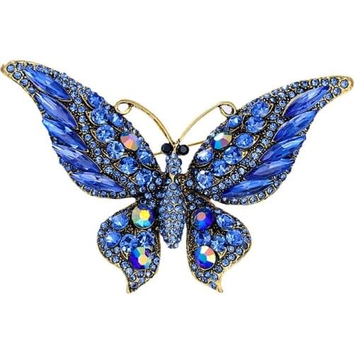 WEIMANJINGDIAN New Arrival Assorted Colors Crystal Rhinestones Butterfly Pins and Brooches Winter Coat Accessories Jewelry Gifts
