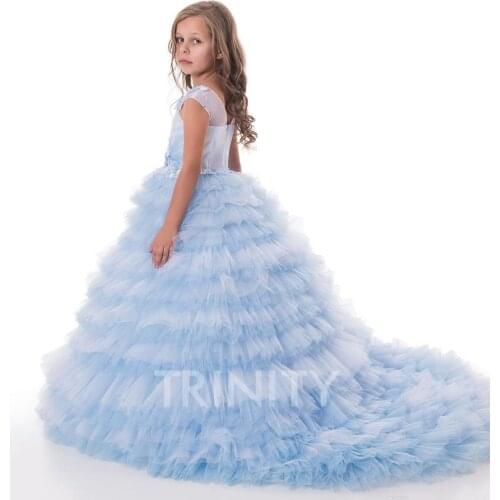 Bright Ice Blue Tulle Layers Girls Pageant Dresses Flower Girl Dresses Holidays/Birthday Skirt Princess Skirt Custom
