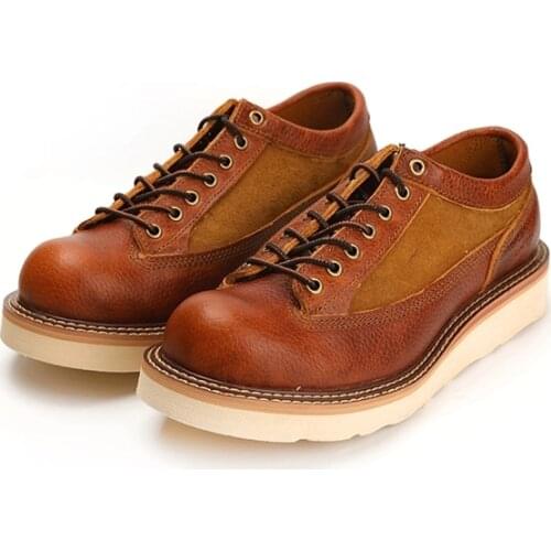 Yomior New Vintage Casual Men Shoes Handmade British Vintage Ankle Boots Genuine Leather Motorcycle Boots Lace-up Platform Boots