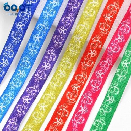 E-20421-602,10yards 5/8'' flowers Ribbon Elastic Foldover Elastics Stretch Hair Ties Headbands for Baby Girls Hair Bow