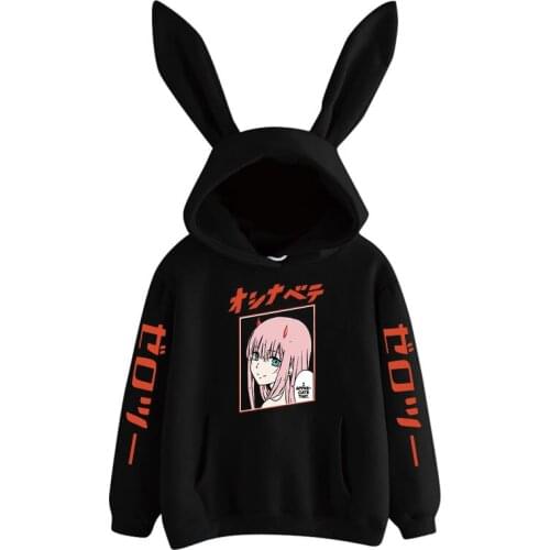 Anime darling in the franxx hoodie zero two Harajuku women girl kawaii cosplay rabbit Streetwear