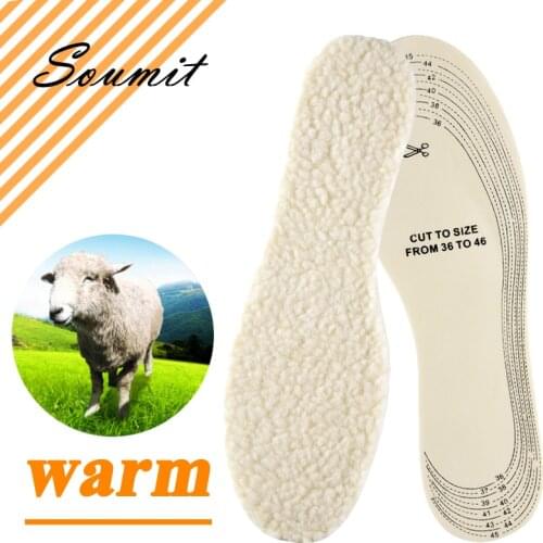 Soumit Winter Warm Wool Insoles Imitation Lamb Wool Heated Insoles for Snow Boots Cashmere Thermal Shoe Pad Keep Warm Feet Sole