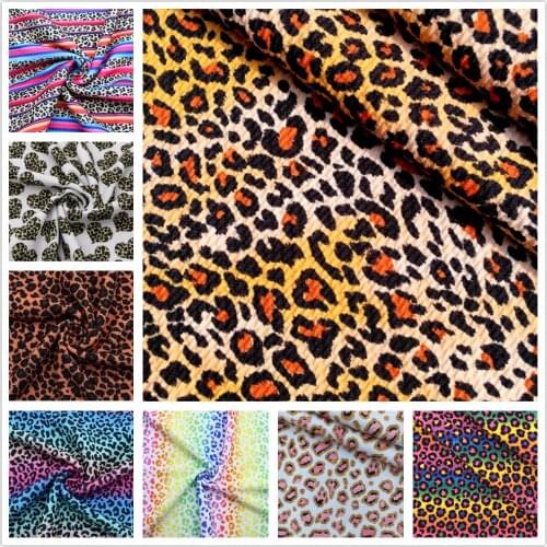 1/2yard Leopard Animal Printed Bullet Textured Liverpool 4 Way Stretch Spandex Knit Fabric For Baby HeadWrap Bummies Legging