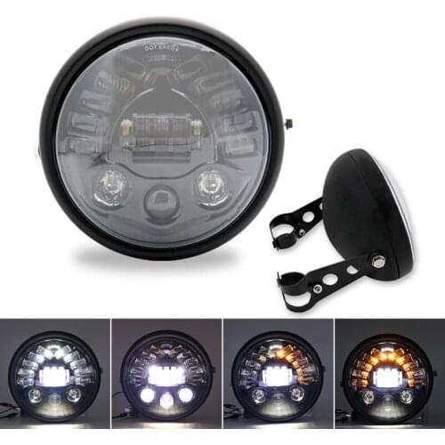 1set 7.5 inch 7 inch Universal For Cafe Racer Round Motorcycle LED Head lamp Headlamp Distance Light Refit Headlight