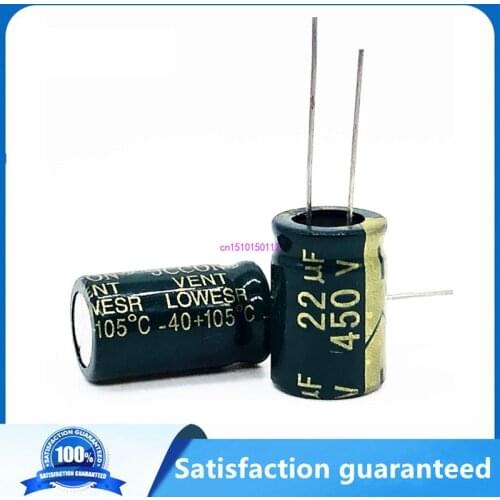 10~50pcs/lot 450v 22UF 450v22UF Low ESR/Impedance high frequency aluminum electrolytic capacitor size 13*20 20