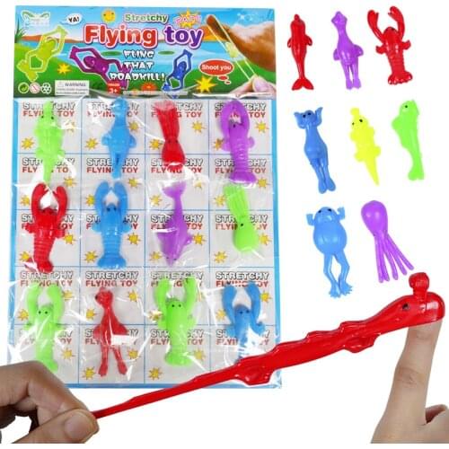 12pc Strange new TPR soft glue marine animal launcher elastic animal boring tricky vent finger catapult animal creative toy