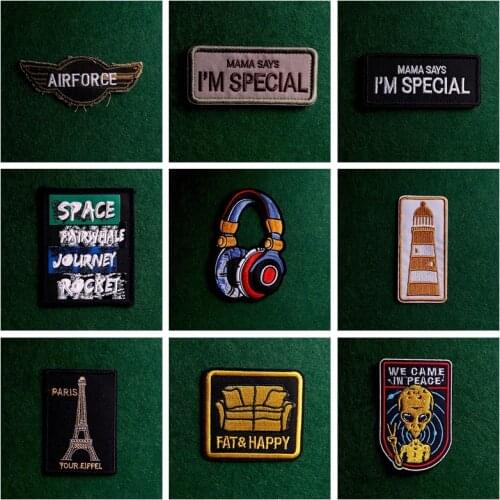 2pcs Badge Alien Punk Patch Iron On Patches On Clothes Stripe Sticker Applique Patches Pack Embroidered Patch For Clothing Diy