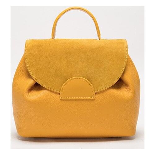 2021 First Layer Cowhide BackpackLovely Multifunctional Backpack Girl Portable Travel Bag Female Small Schoolbag Badge Women B