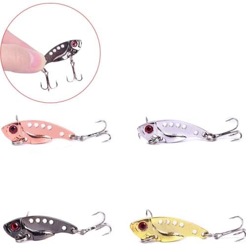 4Pcs 3.5cm 3.5g Metal Spoon Wobbler Fishing Lure Bass Treble With 3 Hooks VIB Lead Fish Artificial Bait Fishing Crank Bait Lure