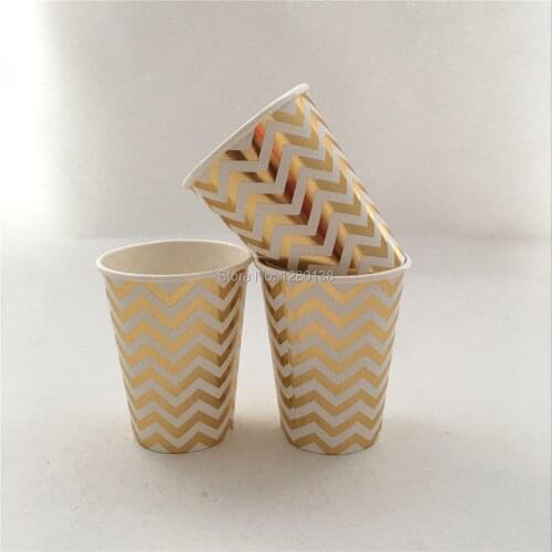 48pcs Disposable Muffin Cupcake Paper Cups Gold Foil Silver Foil Chevron Party Events Catering Food Tableware Drink