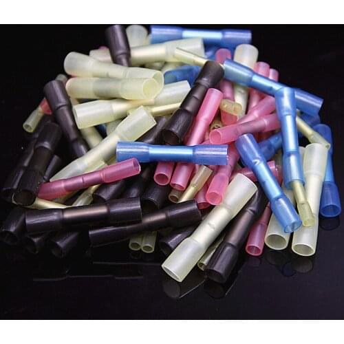 50PCS Heat Shrink Butt Wire Crimp Connectors Waterproof Seal Terminals Insulated Wire Connector 5 Sizes Kit-Automotive Marine