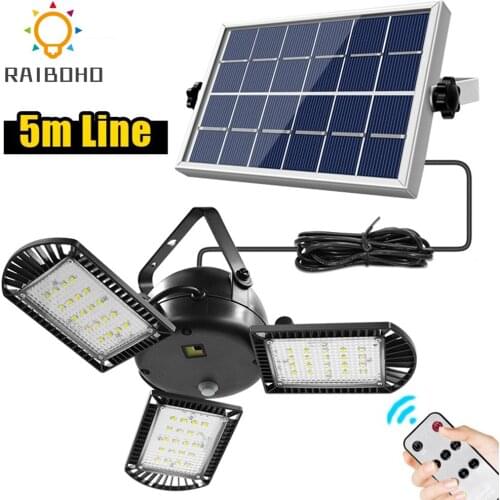 60 led Solar Garage Light 3 Adjustable Lamp Head With Remote Control 2/4/6 Timer Outdoor Waterproof Solar Garden Lamps