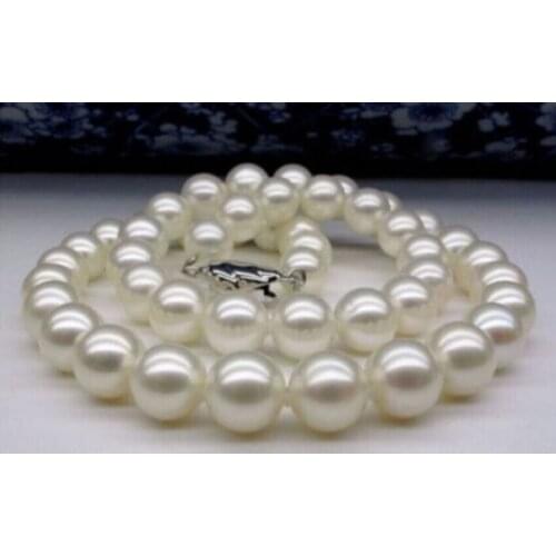 9-10MM NATURAL AAA SOUTH SEA WHITE PEARL NECKLACE 18">bead charm body jewelry charm jewelry
