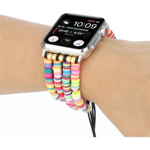 For iWatch 44mm 40mm 38/42mm Girls/Boys Personality Fashion Strap Rings Beaded Bracelet for Apple Watch Band Series SE/6/5/4/3/2