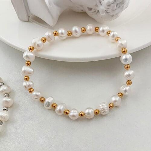 One Piece Womens Bracelet Natural Pearl Bracelet Chain Golden Silver Separated Beads Round Pearls Bracelets for Women