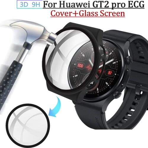 For Huawei Watch GT2 pro ECG Cover PC Frame with Tempered Glass film Screen Protector Case for Huawei GT 2 pro ECG Watch cases