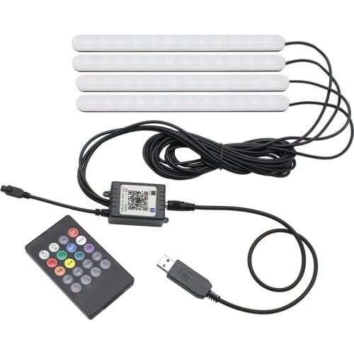 RGB Car Atmosphere Light Music Sound Remote Control LED Strip Auto Interior Decoration Ambient Foot Lamp
