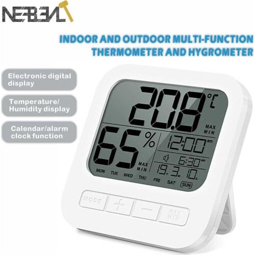 Indoor Room LCD Multifunction Electronic Temperature Humidity Meter Digital Hygrometer Weather Station Alarm Clock