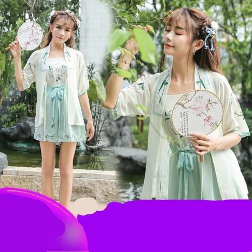 1 set Womens Spring Hanfu Traditional Chinese Style Costume Ancient Retro Embroidery Dance Dress Daily Cosplay Clothes Gift