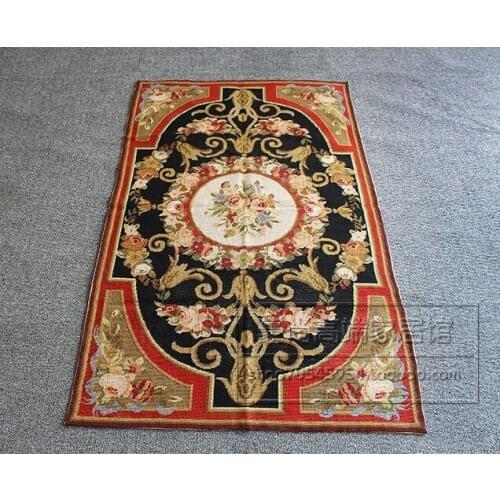 Court Hand Embroidery Woolwork Carpet Pure Wool Manual Cross Full Embroidery Embroidery Carpet Window Blanket Tapestry Blanket
