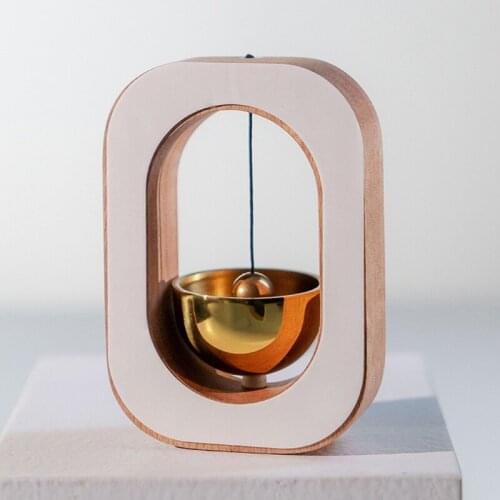 Creative Windchime Solid Wood Brass Refrigerator Door Wind Bell Wooden Doorbell Magnetic Refrigerator Door Chimes