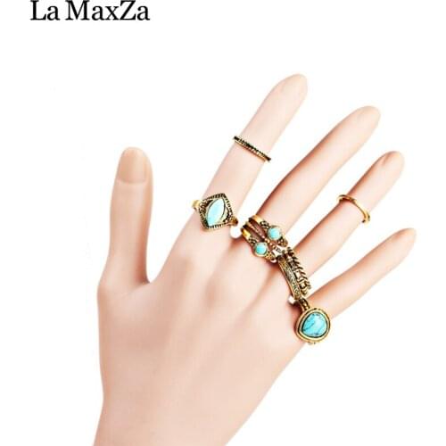 La MaxZa Cyan Rhinestone Gothic Style Ring Set Beautiful Generous Ring Sets Of Jewelry Is Not The Same As You Send Women Man
