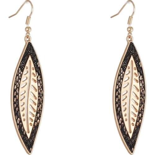 Leopard Leather Embellished Cutout Leaf Dangle Earrings for Women Statement Cork Leaf Earrings Jewelry Wholesale E7812 ZWPON