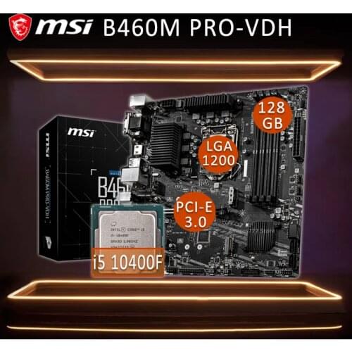 LGA 1200 MSI B460M PRO-VDH Motherboard With Intel Core i5 10400F Motherboard Combo DDR4 128GB PCI-E 3.0 M.2 SSD B460 Placa-mãe