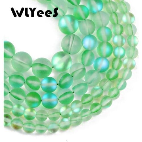 Matte Frosted Green Labradorite stone beads Synthetic Flash Stone Round ball 6/8/10MM Loose bead for jewelry making bracelet DIY