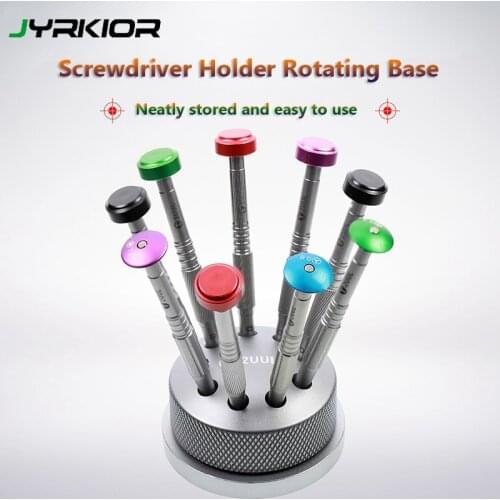 2UUL Multifunctional Mobile Phone Repair Tool Aluminum Rotating Mounting Base 9 Hole Screwdriver Set Tweezer Storage Rack
