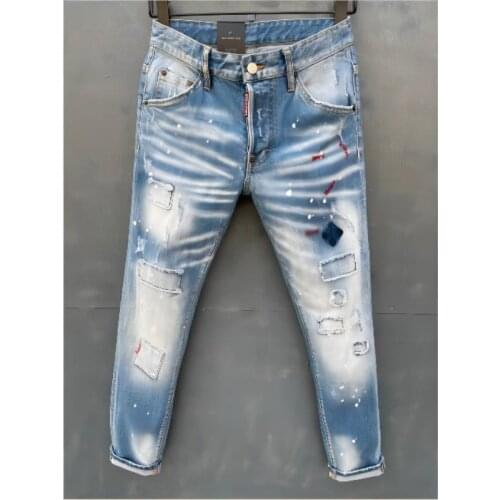 Men DSQ2 Jeans Pencil Pants Motorcycle Party Casual Trousers Street Clothing 2021 Denim Man Clothin 057