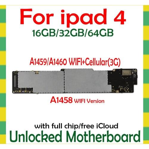 A1458 A1459 A1460 Original For iPad 4 Motherboard Wifi & Cellular Unlocked For iPad 4 logic Board With Chips 16gb / 32gb / 64gb