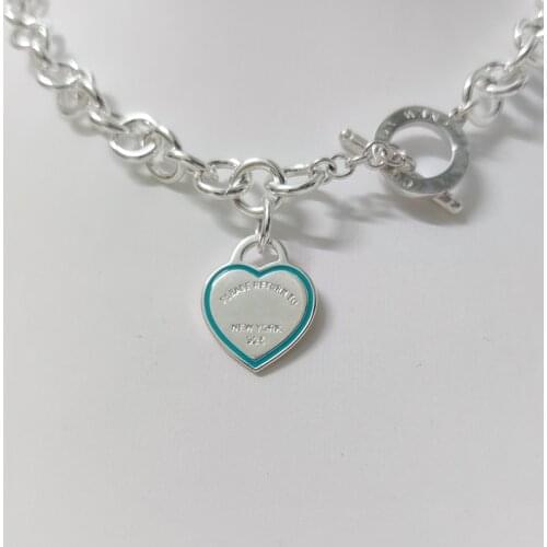 Quality Necklace 925 Silver Female High-End European And American Popular Personality Enamel Edge Heart Charm Womens Jewelry