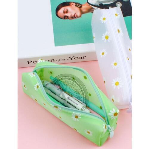 NEW Kawaii daisy Pencil Case transparent daisy candy color Gift School Pencil Box Pencil Bag School Supplies Stationery
