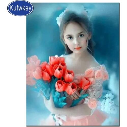 Portrait Photo custom!5d diy diamond painting flower girl diamond embroidery sale fantasy art full drill display wall Decoration