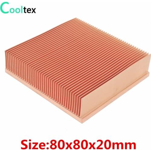 Pure Copper Heatsink 80x80x20mm Skiving Fin Heat Sink Radiator For Electronic Chip LED Power Amplifier Cooling Cooler