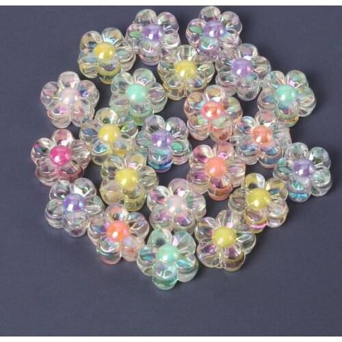13x6mm Mixed AB Plated Color Flower Acrylic Beads Loose Spacer Beads For Jewelry Making Diy Charms Bracelet Necklace Accessories