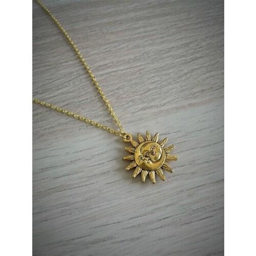 Sun Moon Face/Sun Moon Pendant Necklace/Sun Necklace/Bohemian Necklace Moon Jewelry/Witch Necklace/Fun and Cute Gift for Her